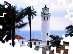 sea, maritime, Palms, Lighthouse