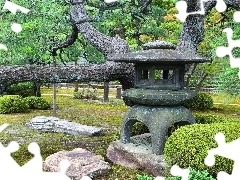 Park, Japan, viewes, Stones, trees