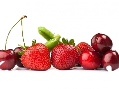 cherries, Green, peas, strawberries