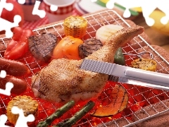 Barbecues, corn, pepper, thigh