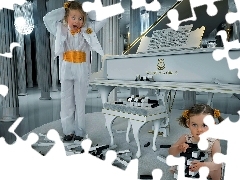 girls, keys, Funny, Piano
