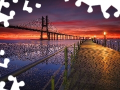 Great Sunsets, Tag River, pier, Vasco da Gama Bridge, Portugal