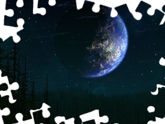 forest, star, Planet, Sky