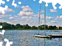Platform, lake, Yacht