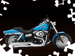 blue, polished, exhausts, Harley Davidson Fat Bob