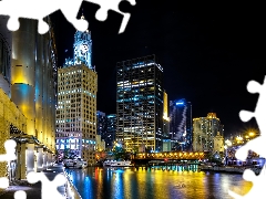 Chicago, night, port, Town