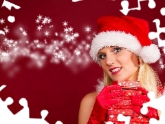 Christmas, Bonnet, Present, girl