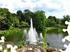 promenade, Park, fountain