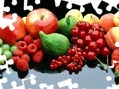 raspberries, cherries, Fruits, apples, different