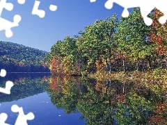 reflection, lake, viewes, Mirror, trees