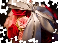 ribbon, bouquet, rouge