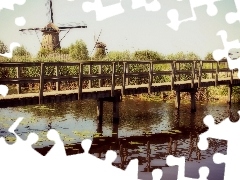 River, Windmills, bridge