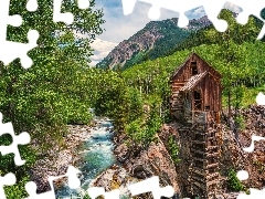 River, Mountains, Colorado, Windmill, Crystal Mill