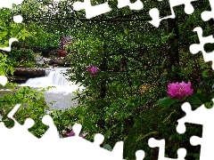 River, vegetation, water, waterfall, Windmill