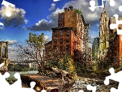 New York, Automobile, ruins, damaged