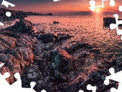 rocks, Coast, Seaside, Russia, Sunrise, Japanese Sea