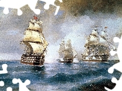 maritime, picture, Aivazovsky, Battle, Ivan