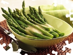 sauce, asparagus, plate