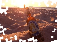 Bottle, Beaches, sea, beer