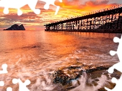 bridge, Great Sunsets, sea