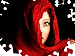 Women, Red, shawl, hand