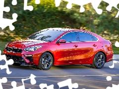 red hot, 2019, side, Kia Forte