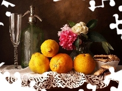 siphon, lemonade, Flowers, Bottle, lemons