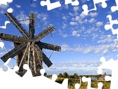 Sky, Windmill, Houses