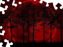 Sky, Planet, viewes, Red, trees