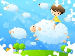 Sky, Kid, sheep