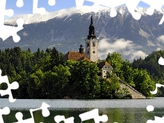 Slovenia, Mountains, Castle, Bled, lake