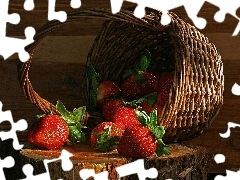 snag, strawberries, basket