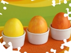 Three, color, stands, eggs