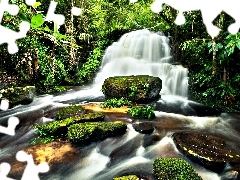 Stones, jungle, waterfall