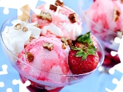 strawberries, dessert, glacial