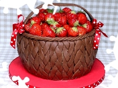strawberries, basket, stand