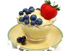 dessert, blueberries, Strawberry, Fruits