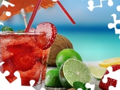 exotic, Fruits, straws, Drink