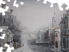 picture, Town, Street, winter