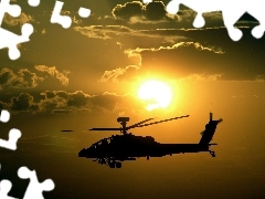 sun, Helicopter, west