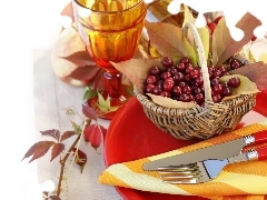 cranberry, service, table, Leaf