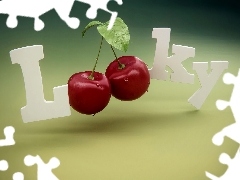 text, Two, cherries