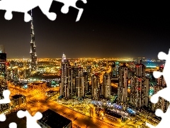 Dubaj, panorama, Town, nigh