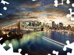 bridge, Town, New York, River