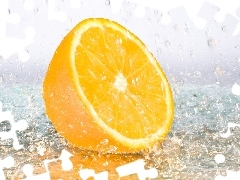 water, orange, drops