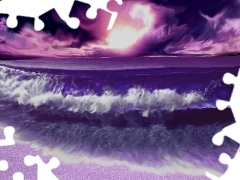 Waves, Kagaya, Sky, sea, purple