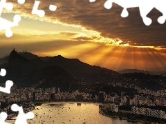sun, rays, Brazil, west, Rio de Janeiro