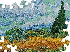 DBZ, cypresses, Field, wheat, Vicent Van Gogh