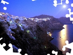 Aegean, Santorini, White, Town, Island, sea