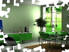 Green, furniture, Window, dining room